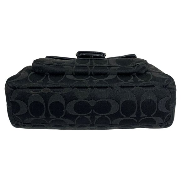 COACH Soho Black Jacquard Signature Logo Leather Trim Hand Bag NO STRAP or TAG - Picture 3 of 12